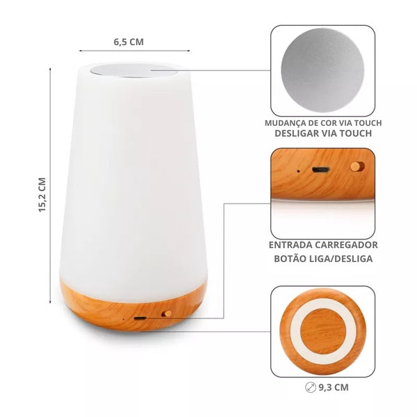Luminária de Mesa LED RGB com Controle - 13 Cores- CORES DO VENTO