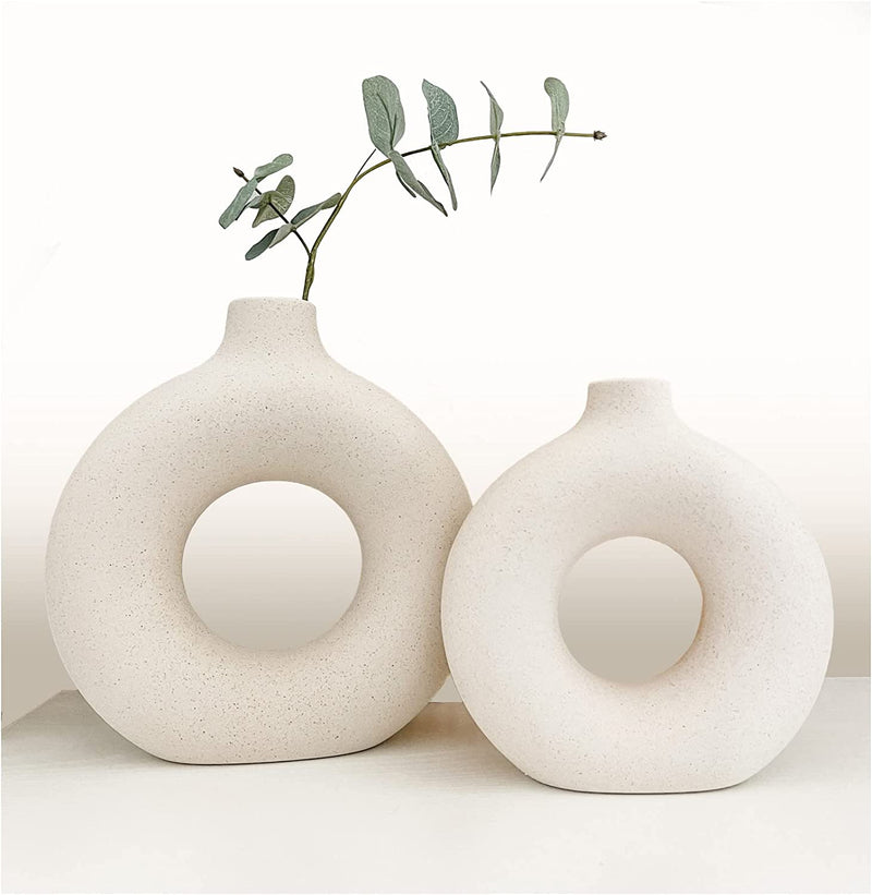 Vaso Nórdico Circular de Cerâmica Decorativo - CORES DO VENTO