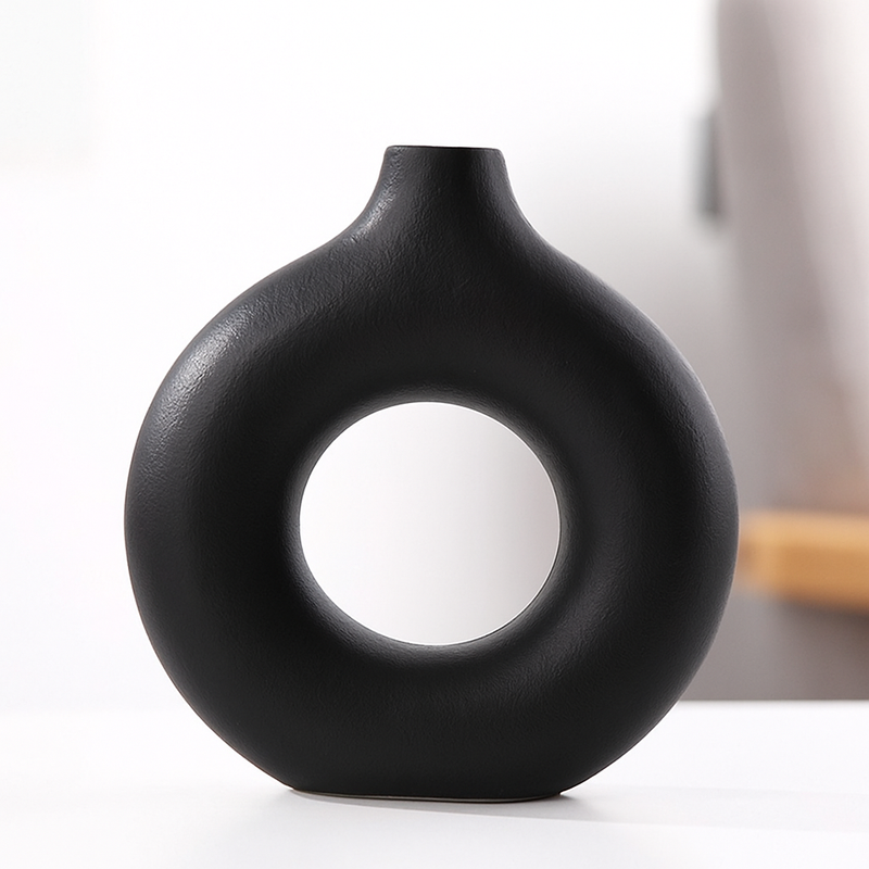 Vaso Nórdico Circular de Cerâmica Decorativo - CORES DO VENTO