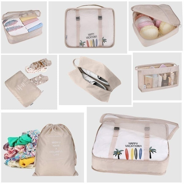 KIT 8 Bolsas Organizadoras á Prova D'água Para Viagem - CORES DO VENTO
