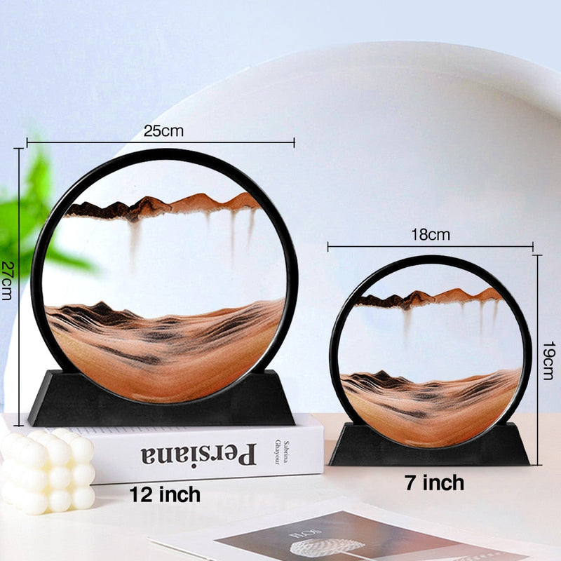 Quadro de Areia em Vidro Ampulheta 3D - Sandscape- CORES DO VENTO