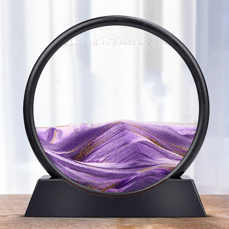 Quadro de Areia em Vidro Ampulheta 3D - Sandscape- CORES DO VENTO
