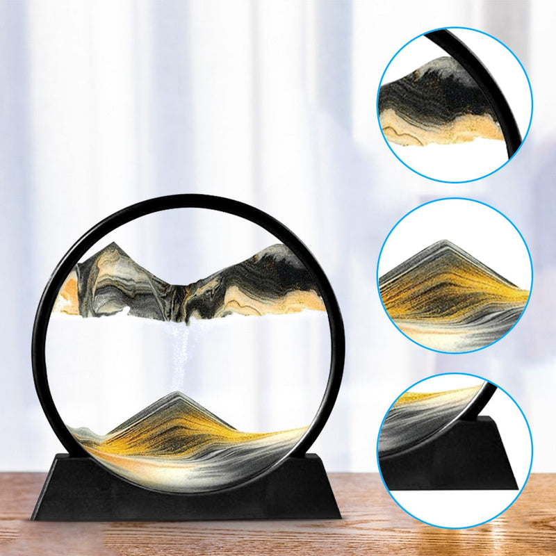 Quadro de Areia em Vidro Ampulheta 3D - Sandscape- CORES DO VENTO