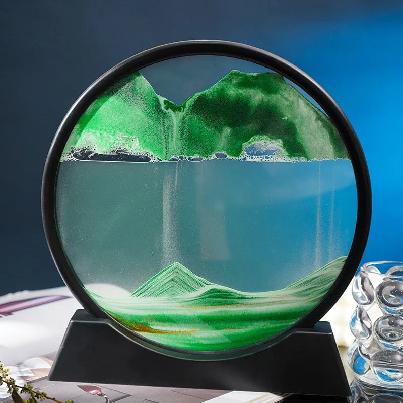 Quadro de Areia em Vidro Ampulheta 3D - Sandscape- CORES DO VENTO