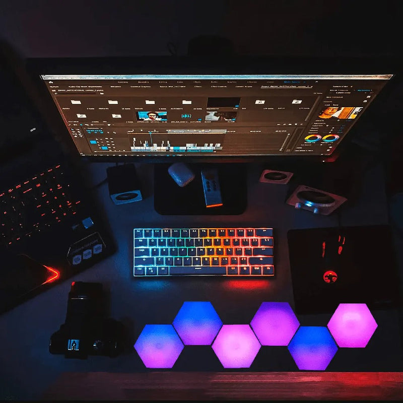 Luminária Hexagonal LED de Parede RGB- CORES DO VENTO