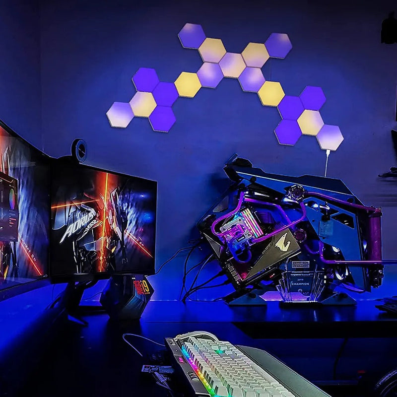 Luminária Hexagonal LED de Parede RGB- CORES DO VENTO
