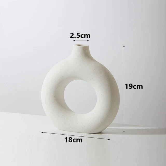 Vaso Nórdico Circular de Cerâmica Decorativo - CORES DO VENTO