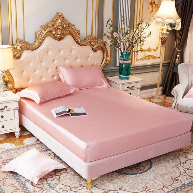 Conjunto LuxPink - Jogo de Lençol em Seda Cetim + Fronhas- CORES DO VENTO